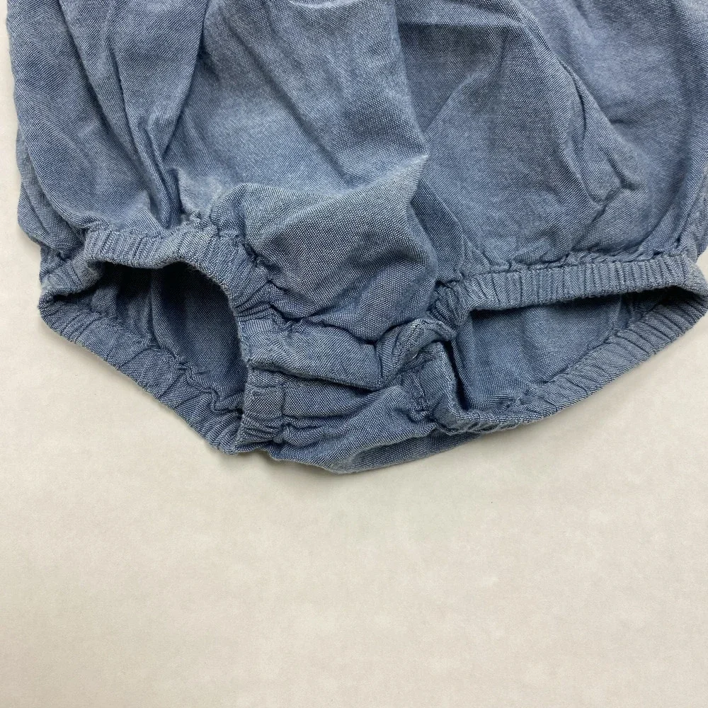 Old Navy Baby Girl Jean Romper Chambray Eyelet Ruffled 6-12 Months